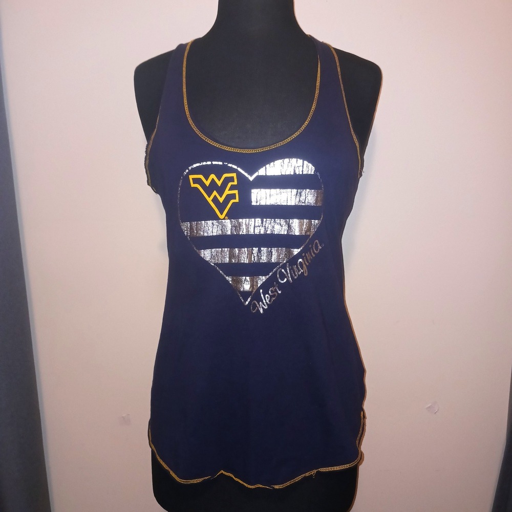 Knights Apparel West Virginia U Mountaineers Racerback Tank Top Navy Blue Large